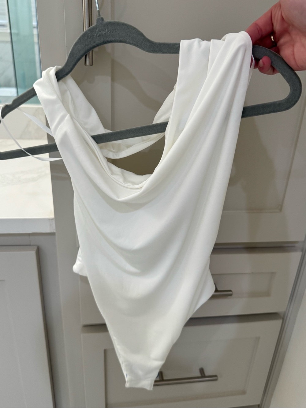 Revolve White Draped Bodysuit